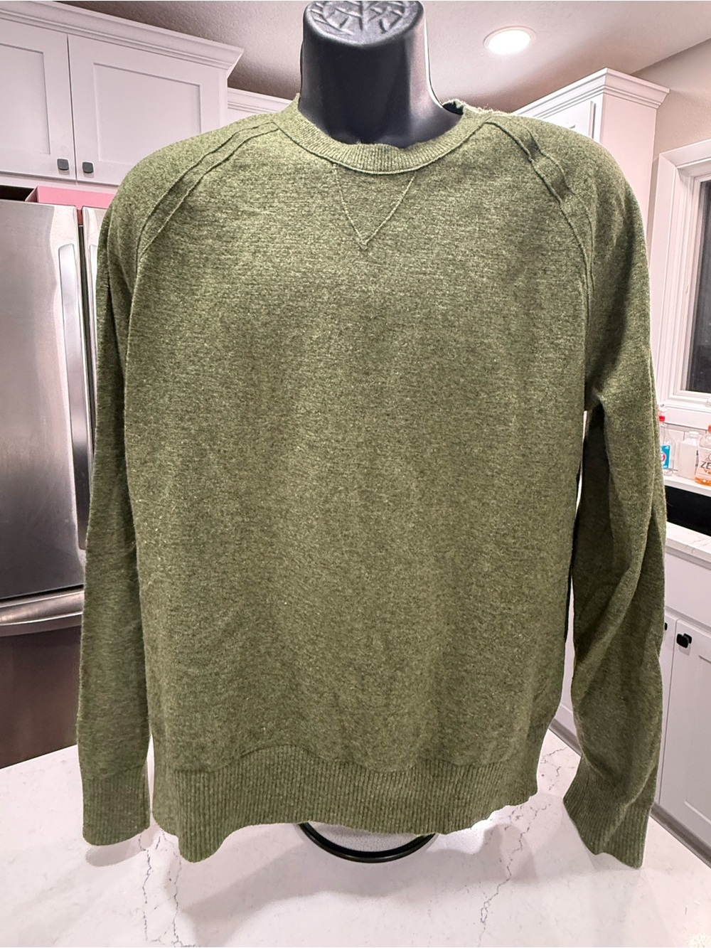 Banana Republic Mens Knit Pullover Sweater Green Crew Neck Large Italian Yarn